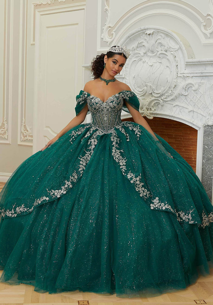 Vizcaya by Mori Lee 89480 - Chandelier Beaded Quinceanera Ballgown Quinceanera Dresses 00 / Emerald/Silver