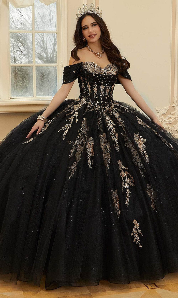 Vizcaya by Mori Lee 89481 - Glitter Applique Quinceanera Ballgown Quinceanera Dresses 00 / Black/Gold