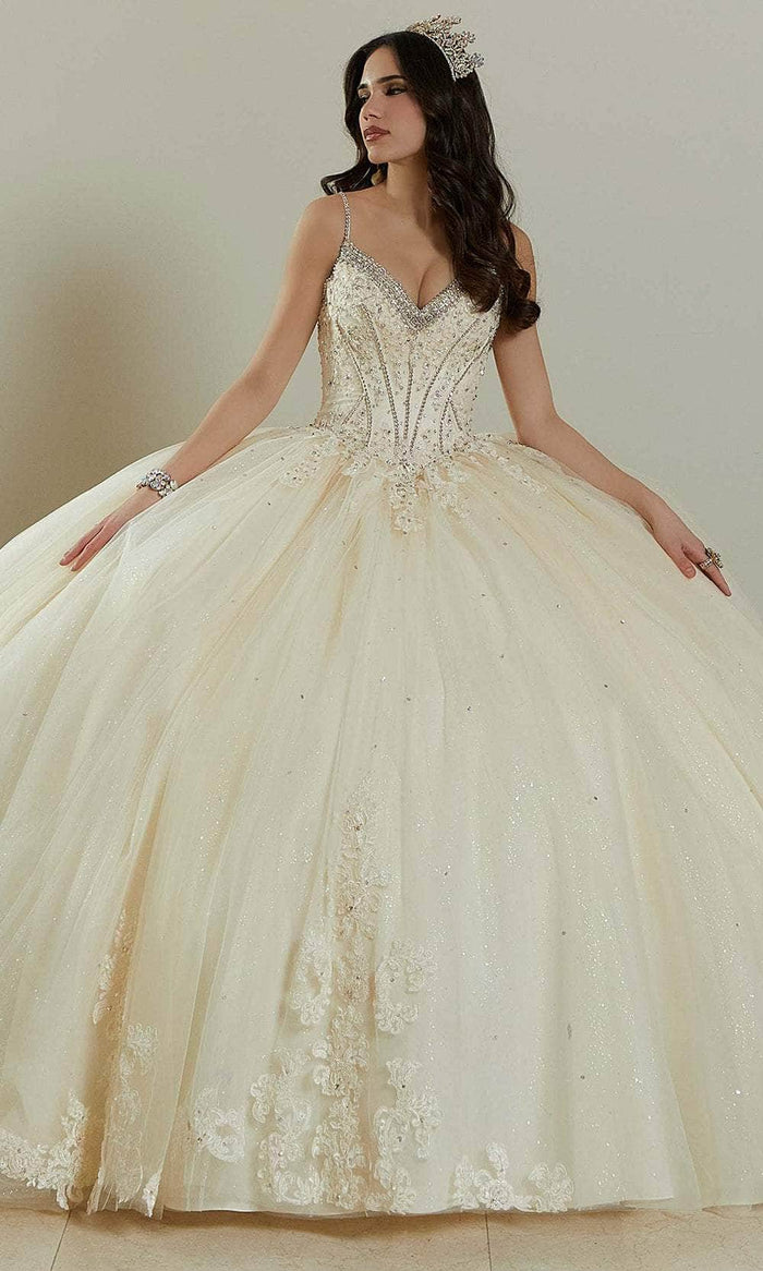 Vizcaya by Mori Lee 89482 - Spaghetti Straps Petal Train Ballgown Ball Gowns 00 / Champagne