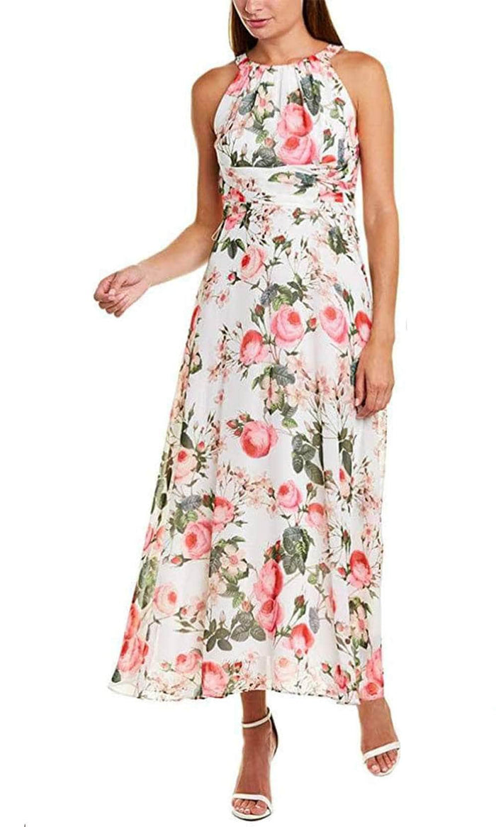 Adrianna Papell AP1D103963 - Sleeveless Halter Neck Long Dress Maxi Dresses 0 / Pink Multi