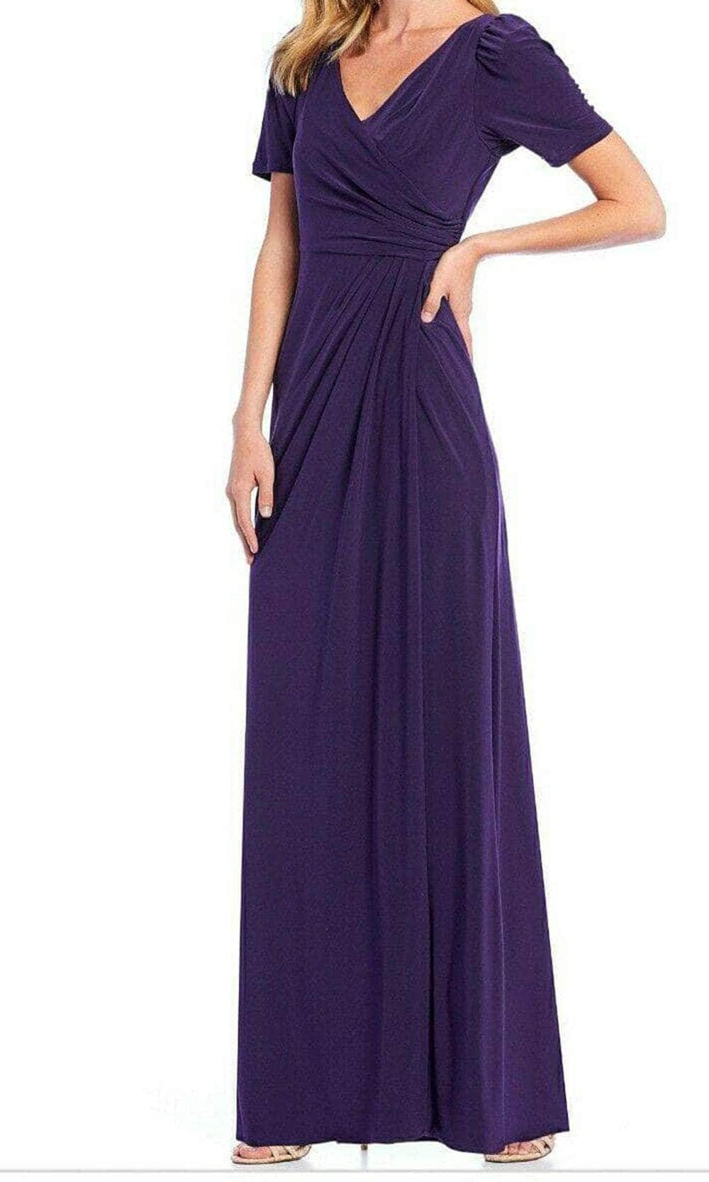 Adrianna Papell AP1E205896 Short Sleeve V Neck Evening Dress