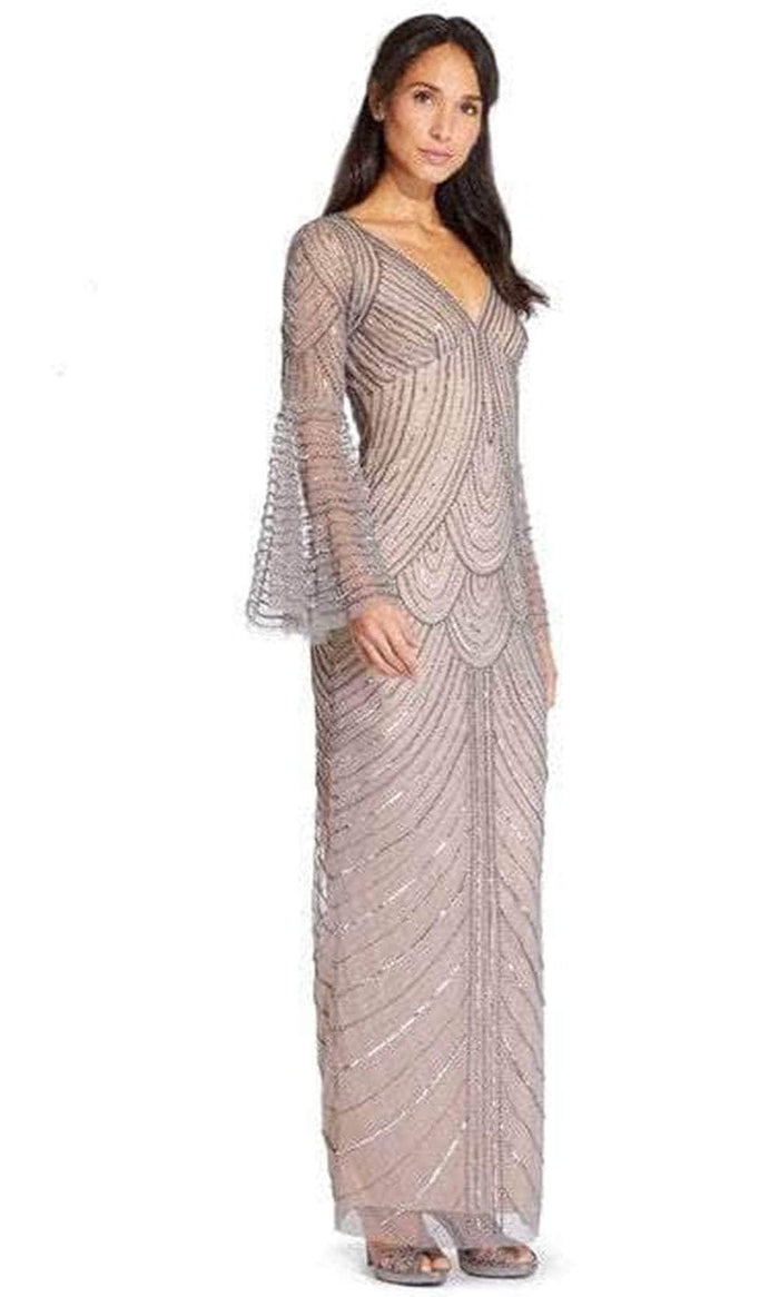 Adrianna Papell AP1E205923 - Long Bell Sleeve V-Neck Evening Dress Mother of the Bride Dresses