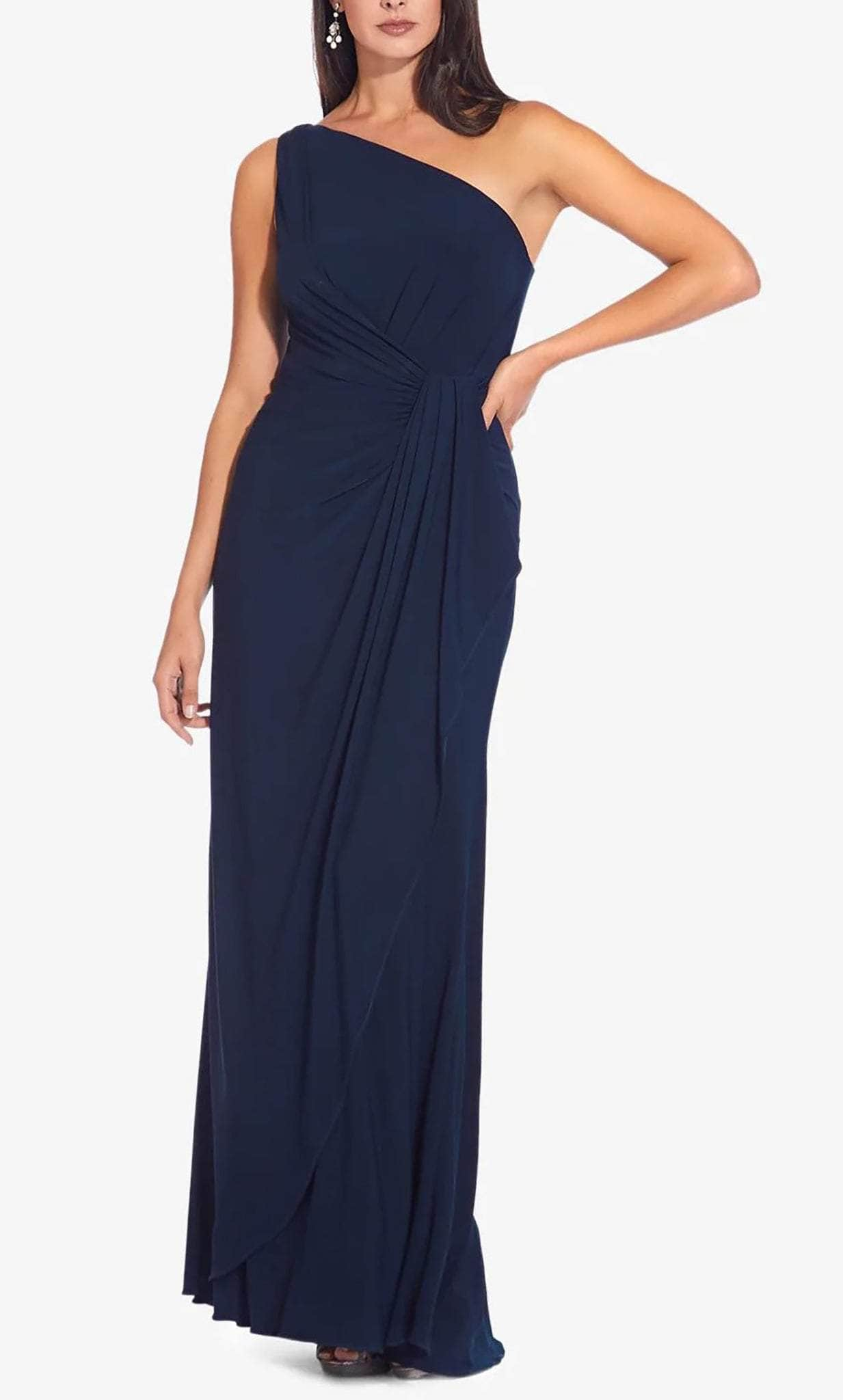 Adrianna Papell AP1E206447 One Sleeve Front Twist Evening Dress