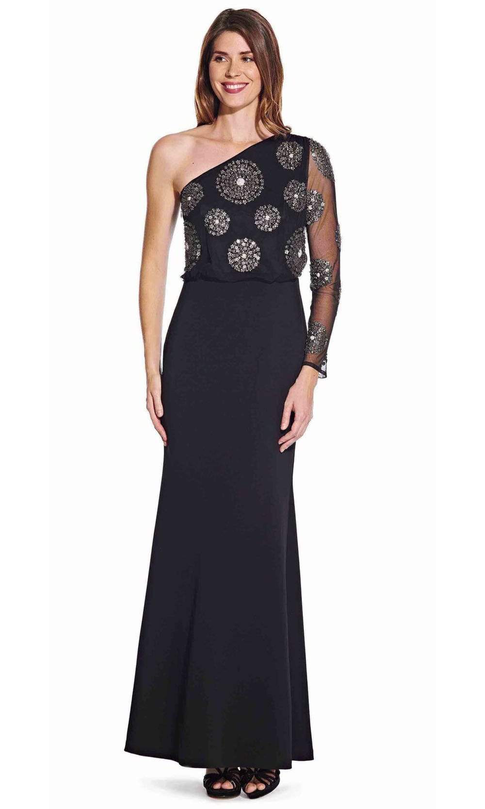 Adrianna Papell AP1E206525 Embellished Asymmetric Trumpet Dress