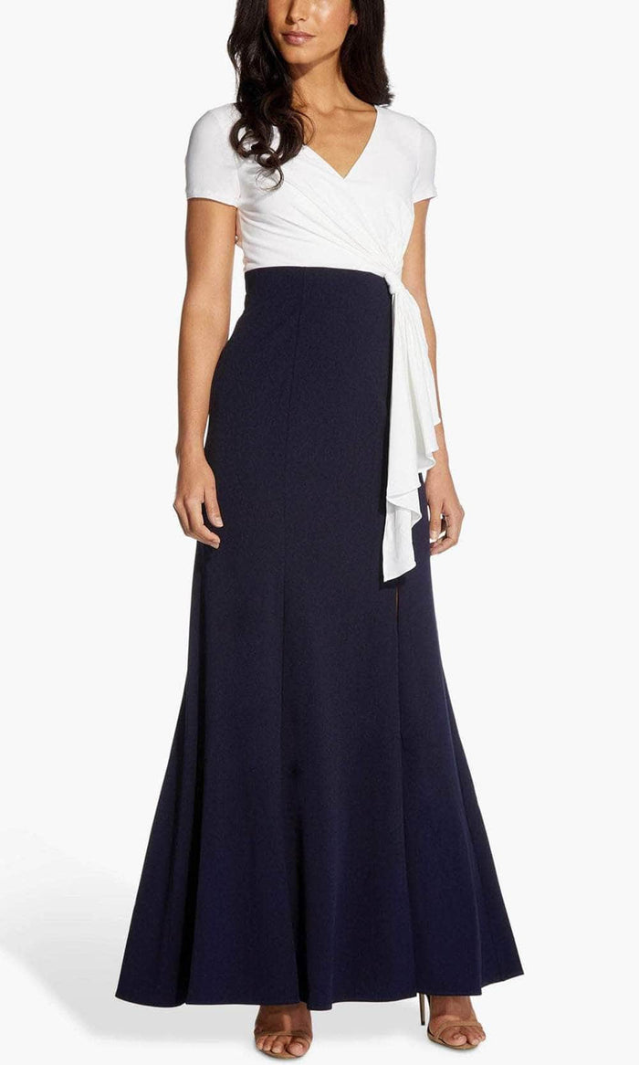 Adrianna Papell AP1E207892 - Tie Strap Trumpet Evening Dress Special Occasion Dress 0 / Ivory Midnight