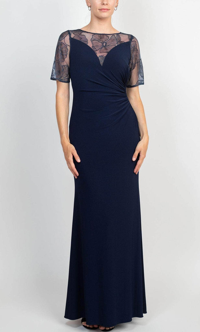 Adrianna Papell AP1E208992 - Illusion Neck Gown Mother Of The Bride Dresses 0 / Midnight