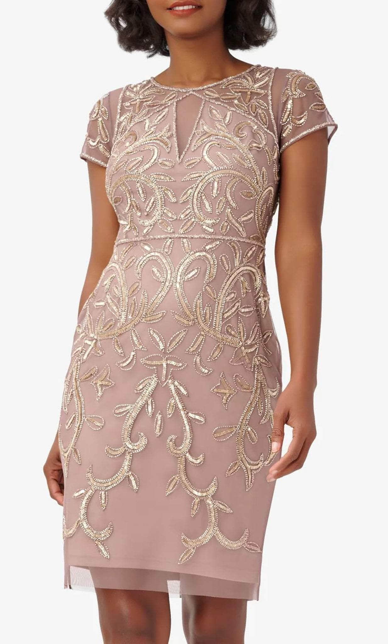 Adrianna Papell AP1E209867 Sequin Short Sleeve Cocktail Dress