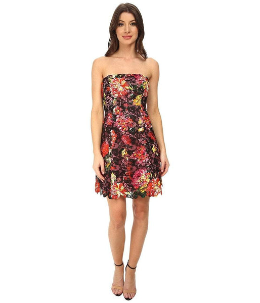 Adrianna Papell Floral Print Lace Sleeveless Short Dress