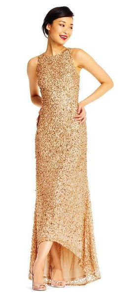 Adrianna Papell High Low Sequin Beaded Sleeveless Gown AP1E201754 Couture Candy