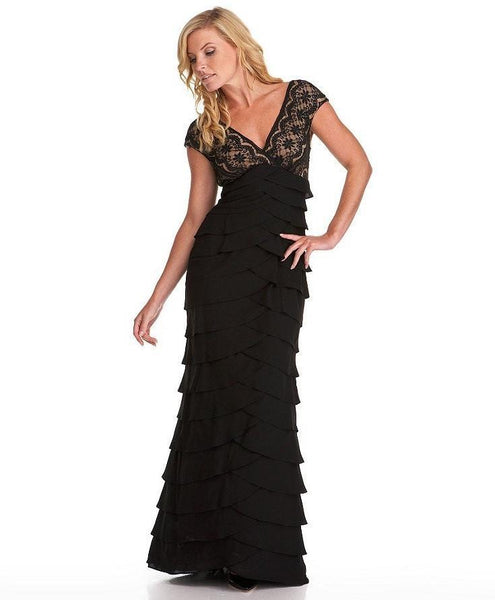 Adrianna Papell Lace V Neck Chiffon Dress 41837860 Couture Candy