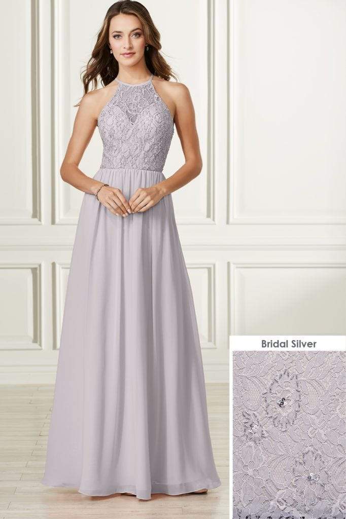 Adrianna Papell Platinum - 40175 Lace Halter Chiffon A-line Dress ...