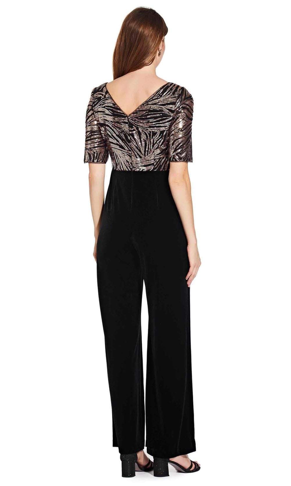 Adrianna Papell Sequined V Neck Jumpsuit AP1E206295 Couture Candy