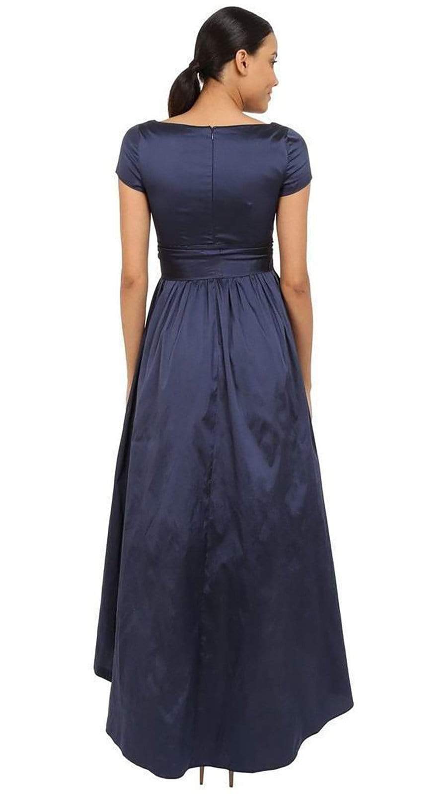 Adrianna Papell V Neck Ruched Taffeta High Low Dress 81917430 1