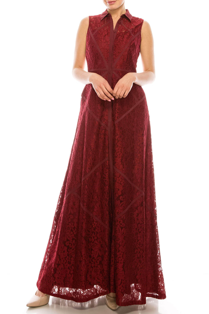 Aidan Mattox - High Neck Lace Formal Dress 54473060 - 1 pc Crimson In Size 14 Available CCSALE 14 / Crimson