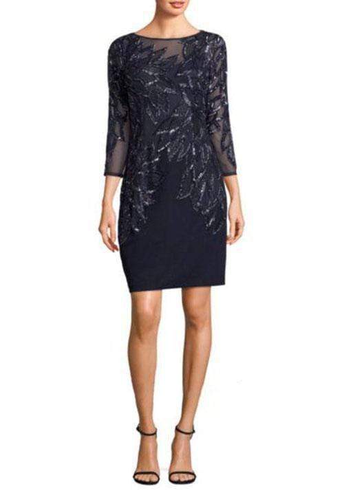 Aidan Mattox - MD1E201969 Embellished Quarter Length Sleeve Dress Special Occasion Dress 00 / Twilight