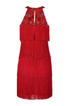 Aidan Mattox MD1E202713 Embellished Halter Tiered Tassel Dress