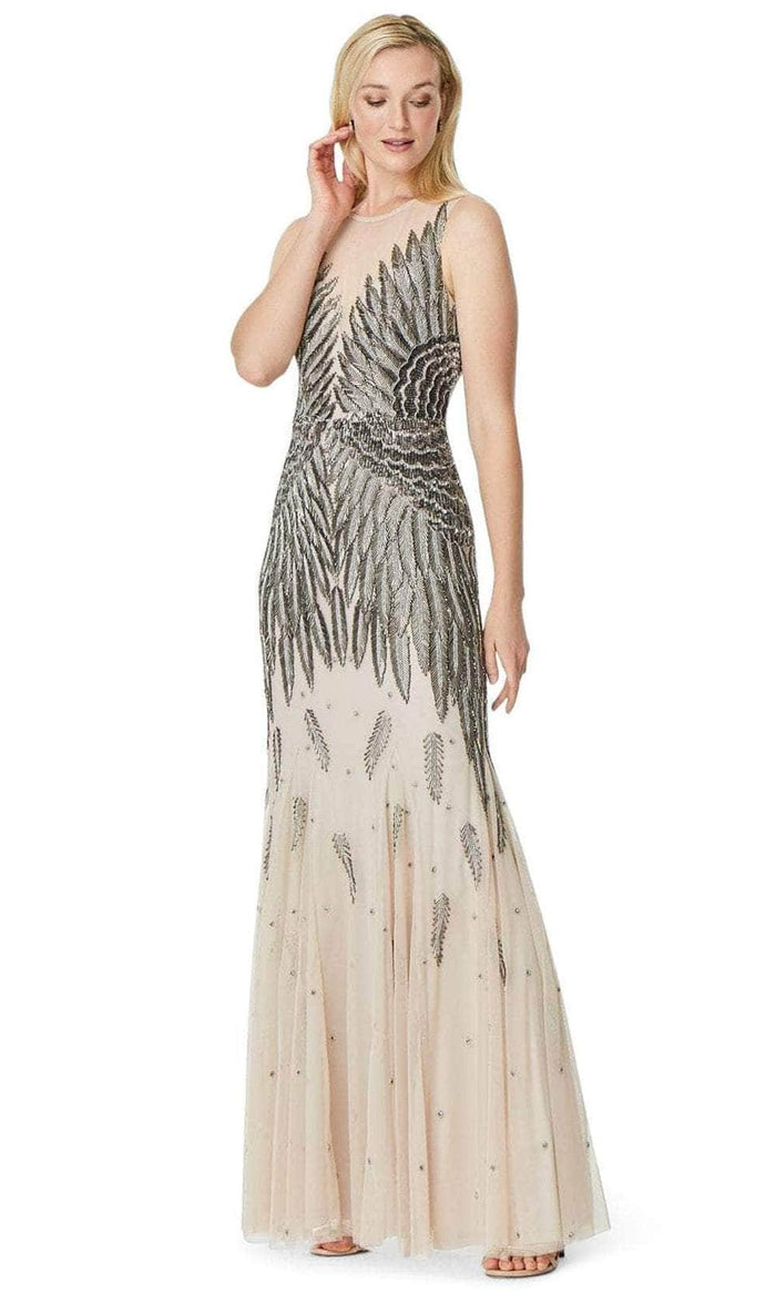 Aidan Mattox MD1E205951 - Sleeveless Jewel Neck Long Gown Evening Dresses 0 / Nude