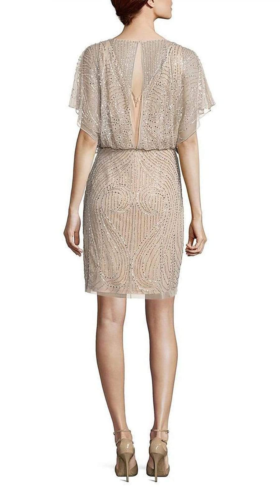 Aidan Mattox Sequined V Neck Blouson Short Dress MD1E200692 1