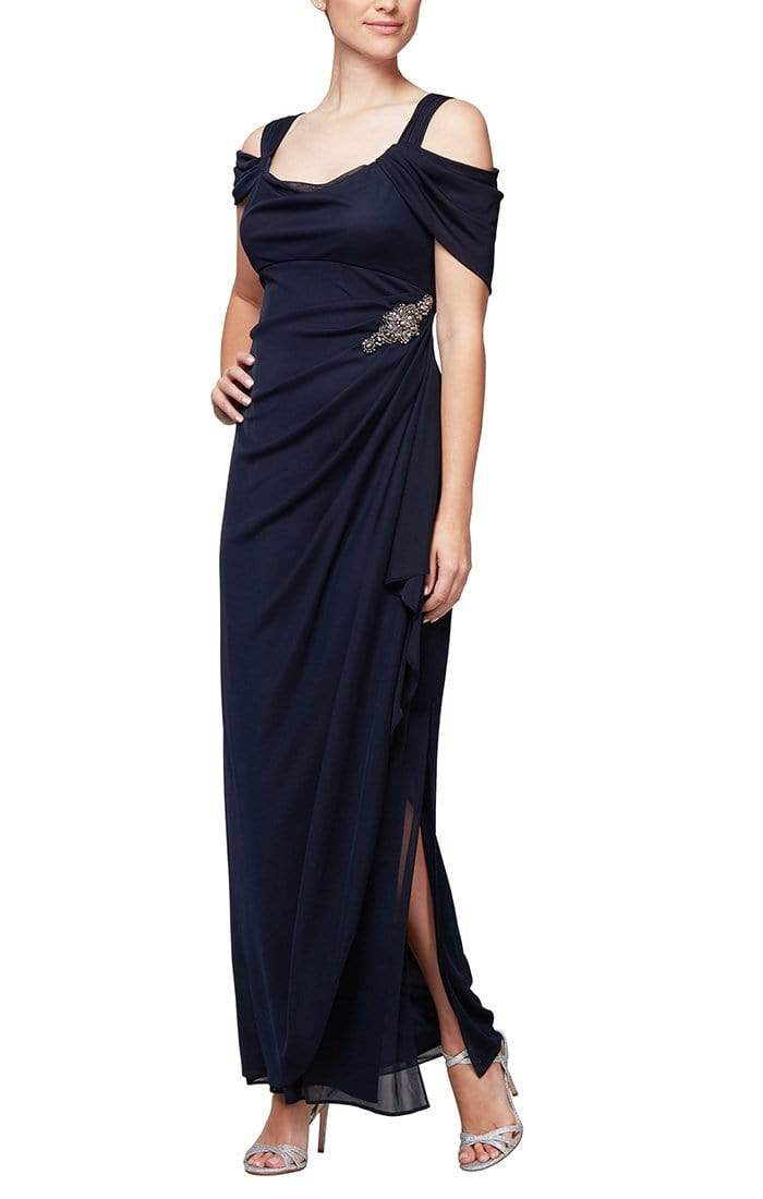 Alex Evenings - 232902 Cold Shoulder Long Gown With Slit Special Occasion Dress