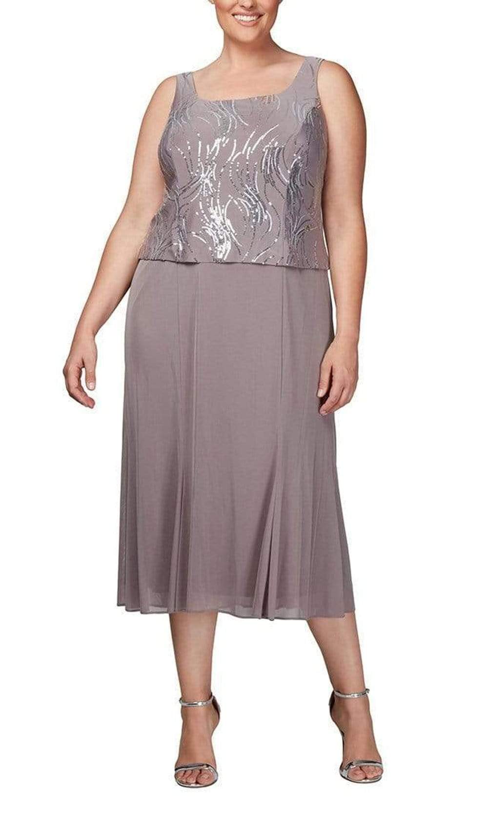 Alex Evenings 496267 Plus Size Chiffon Dress with Sequin Jacket