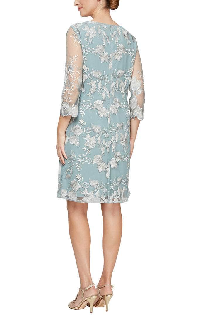 Alex Evenings - 81122202 Embroidered Lace Mock Jacket Jersey Dress 