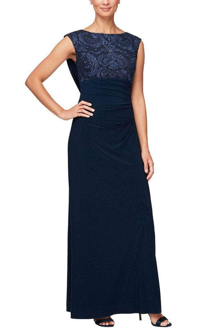 Alex Evenings - 81171137 Cowl Back Long Dress Special Occasion Dress 2 / Navy