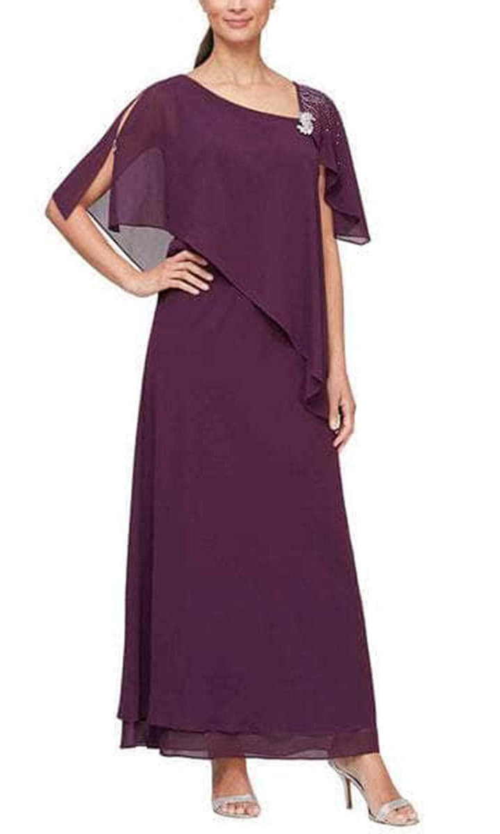 Alex Evenings - 8192003 Asymmetrical Caped Chiffon Dress – Couture Candy