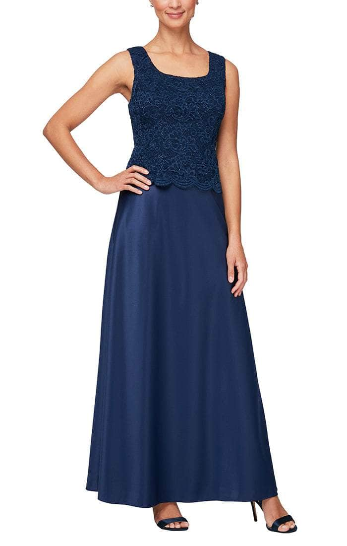 Alex Evenings 84122326 Scallop Trimmed Bodice Laced Dress