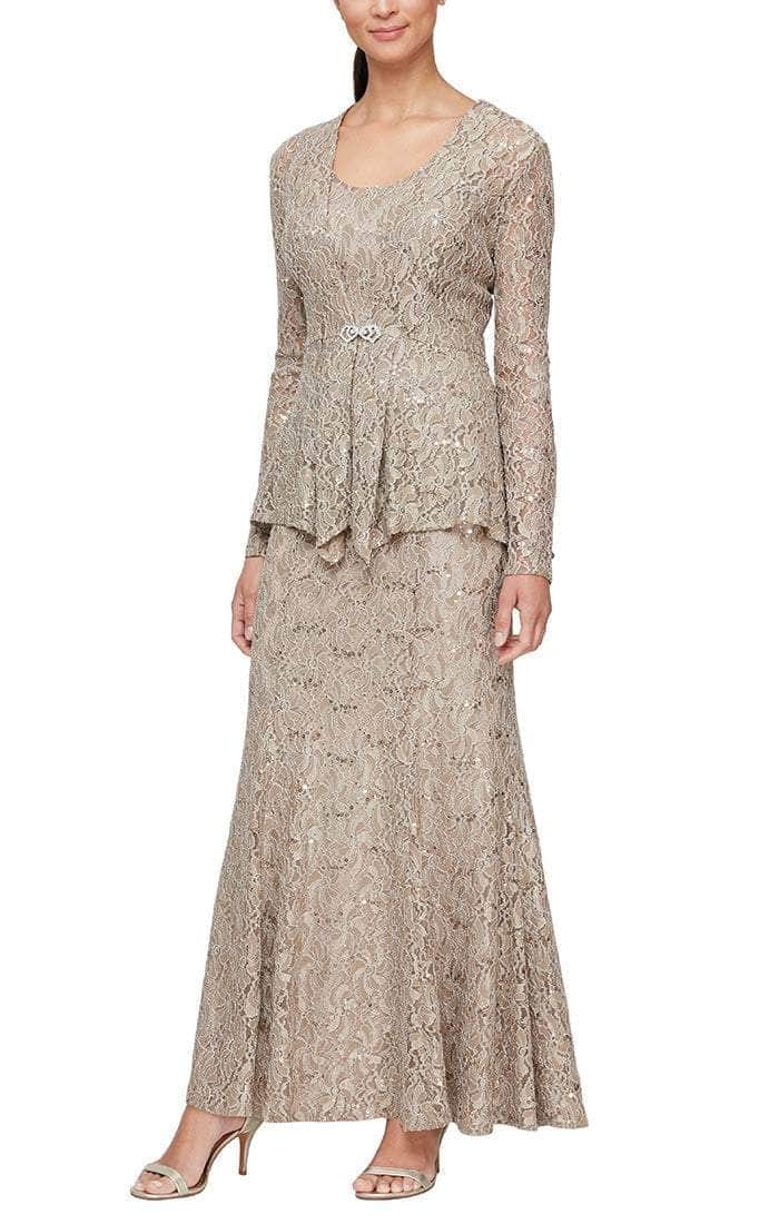 Alex evenings sequined lace on sale gown