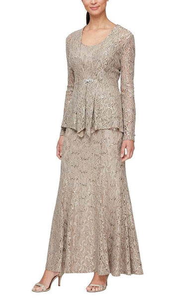 Alex evenings champagne store dress