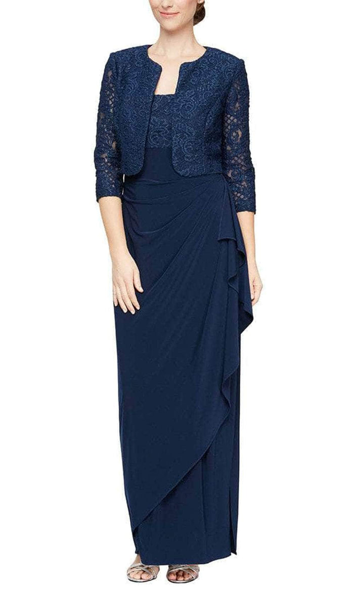 Alex Evenings - 84122475 Sleeveless with Bolero Jacket Long Dress Mother of the Bride Dresses 14W / Navy