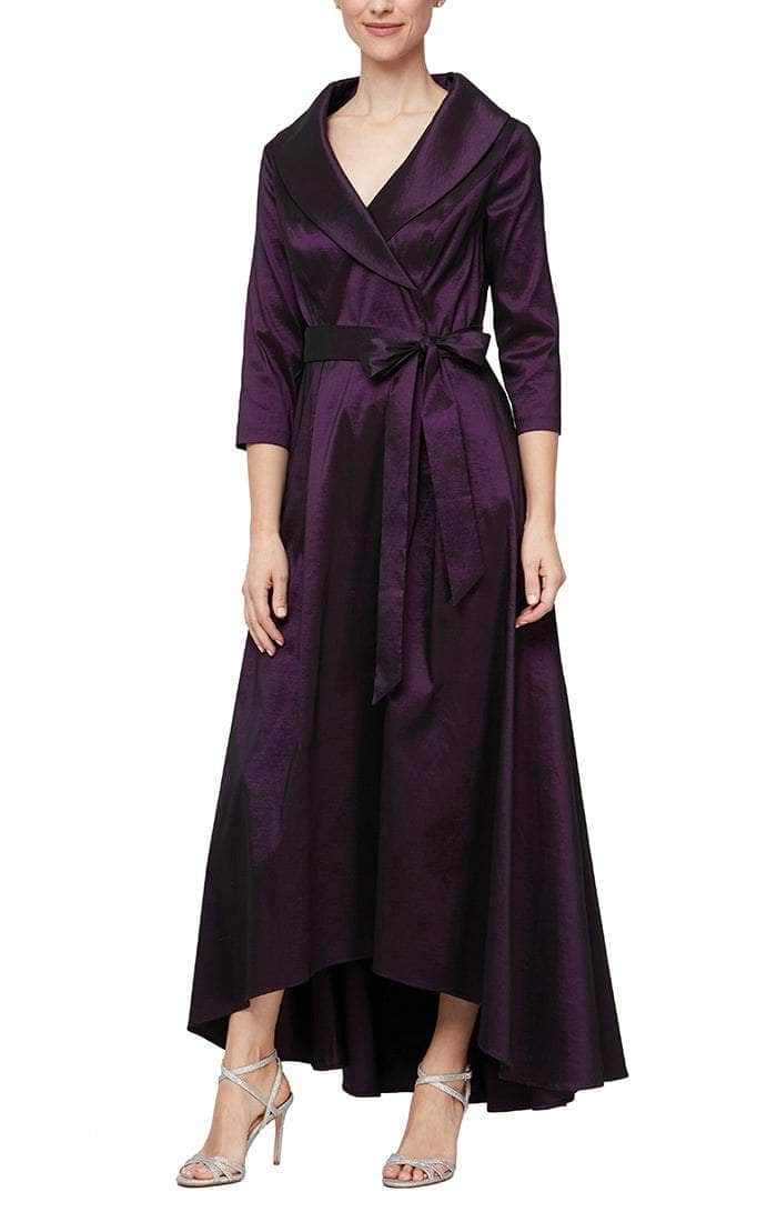 Alex Evenings 8466633 - Portrait Collar High Low Dress Evening Dresses 14W / Plum