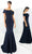 Alexander By Daymor - 1359 Off Shoulder Jersey Trumpet Gown Evening Dresses 00 / Navy