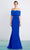 Alexander By Daymor - 1471 Off Shoulder Buttons Back Sheath Dress Evening Dresses 4 / Blue