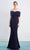 Alexander By Daymor - 1471 Off Shoulder Buttons Back Sheath Dress Evening Dresses 4 / Navy