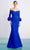 Alexander By Daymor - 1478 Quarter Sleeves Pleated Trumpet Dress Evening Dresses 4 / Blue