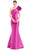 Alexander By Daymor 1673F22 - Asymmetric Pleated Peplum Evening Gown Special Occasion Dress 4 / Fuchsia