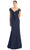 Alexander by Daymor 1752S23 - Modest V Neck Lace Formal Gown Evening Dresses 00 / Navy