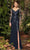 Alexander by Daymor Illusion Sleeves Sequin Lace Applique Sheath Gown 960 CCSALE 18 / Midnite