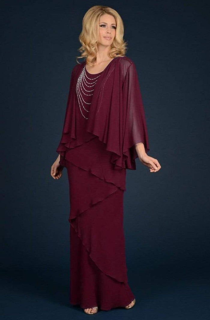 Alexander by Daymor Jewel Garland Draped Evening Dress 702 - 1 pc Cranberry In Size 22 Available CCSALE 22 / Cranberry