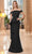 Alexander by Daymor Long Off-Shoulder Ruffled Trumpet Gown 1060 Mother of the Bride Dresses 6 / Black