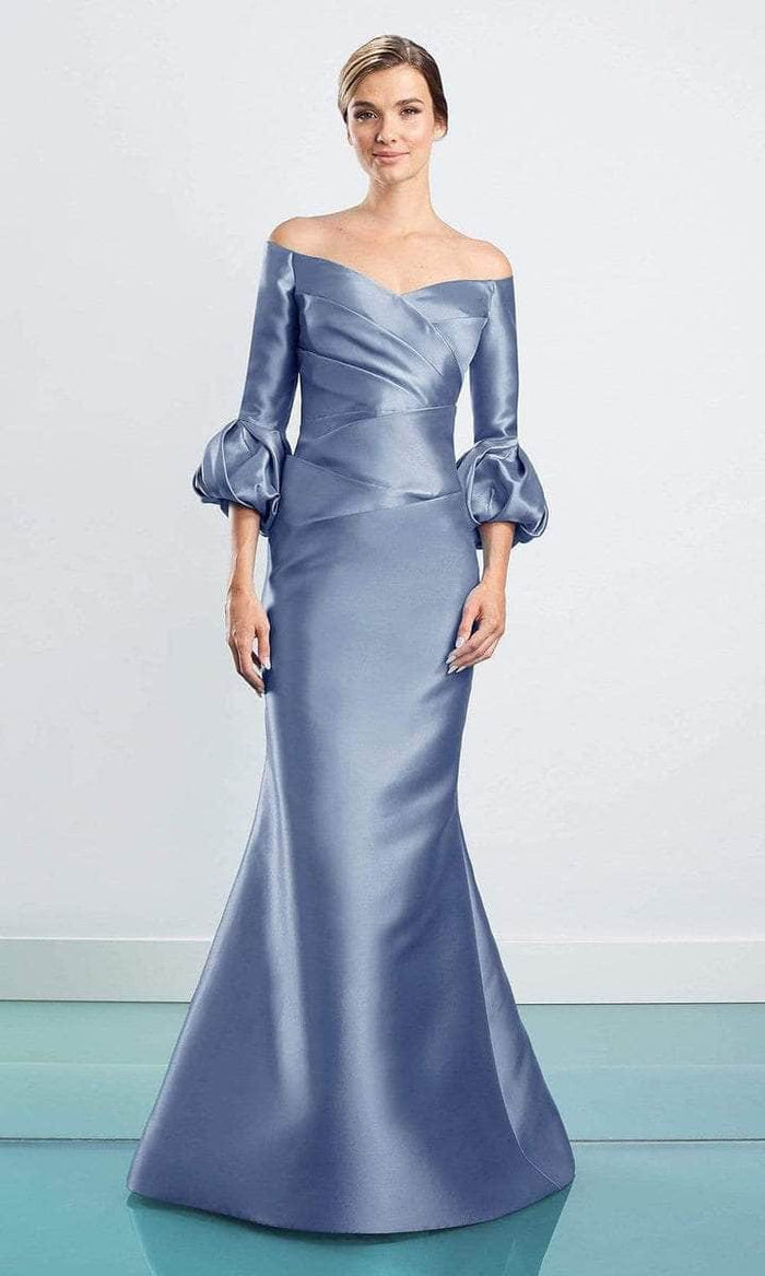 Alexander by Daymor - Quarter Sleeve Satin Evening Gown 1465 - 1 pc Delphi Blue In Size 8 Available CCSALE 8 / Delphi Blue