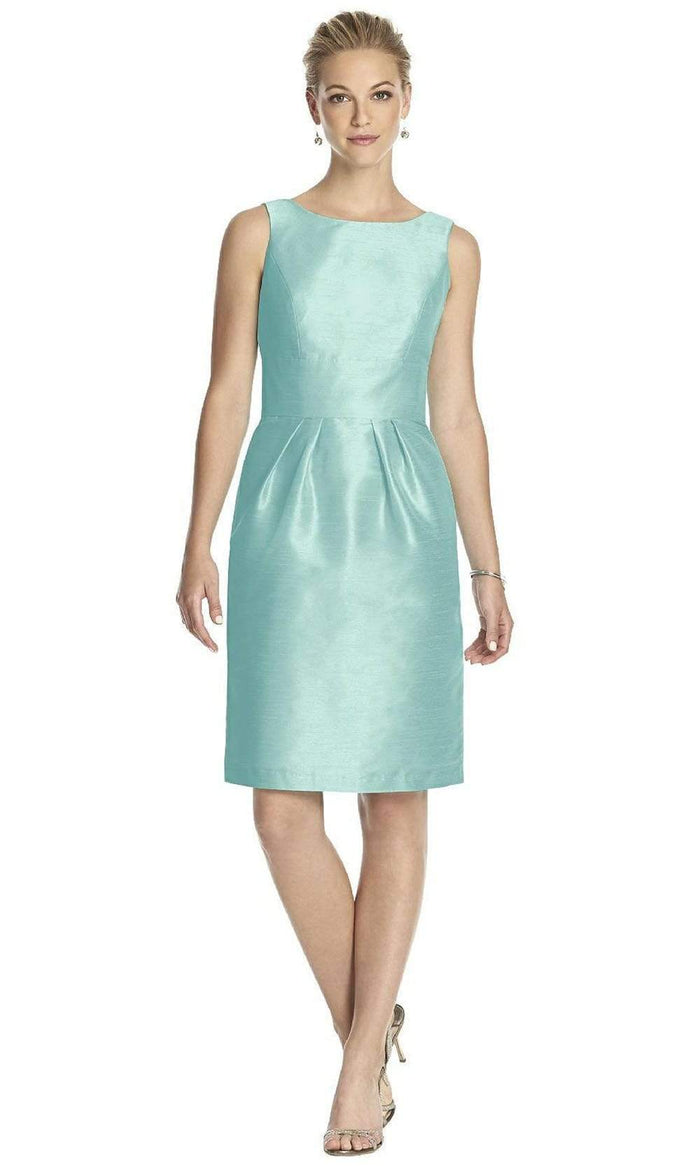 Alfred Sung - Sleeveless Bow Accented Open Back Silk Cocktail Dress D522SC - 1 pc Seaside In Size 4 Available CCSALE 4 / Seaside