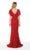 Alyce Paris - 27025 V-Neck Flutter Sleeved Floral Lace Sheath Dress CCSALE 6 / Red