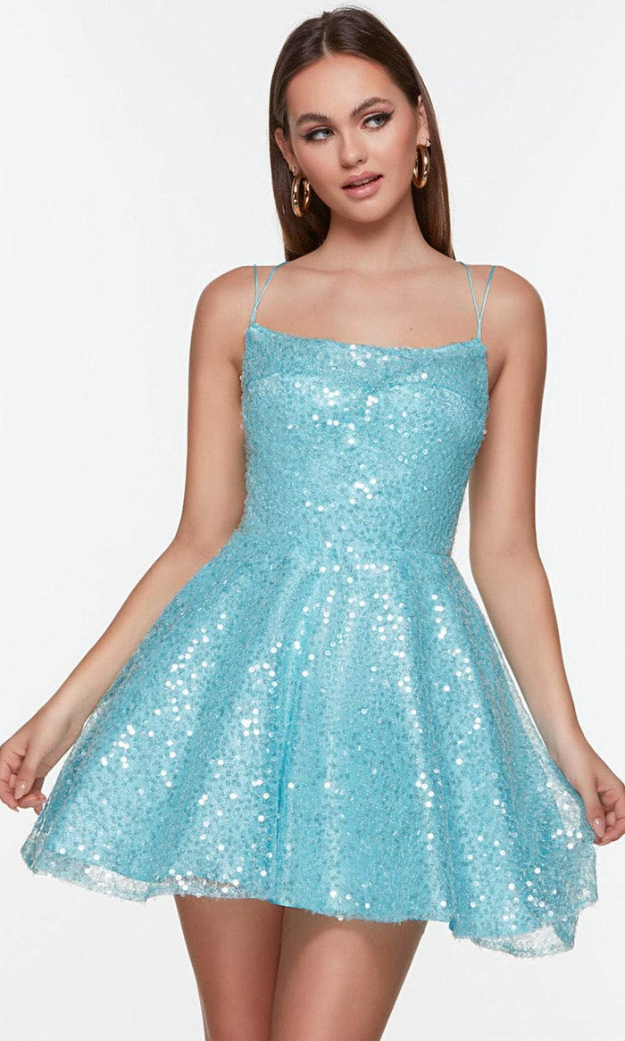 Alyce Paris 3108 - Sleeveless Sequin Cocktail Dress Special Occasion Dress 000 / Baby Blue