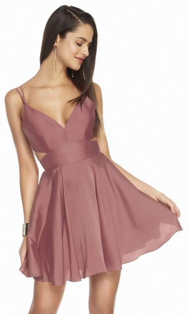 Alyce Paris - 4117 Bandeau Back V Neck Satin Chiffon Cocktail Dress - 1 pc Red In Size 0 Available CCSALE 00 / Antique Rose