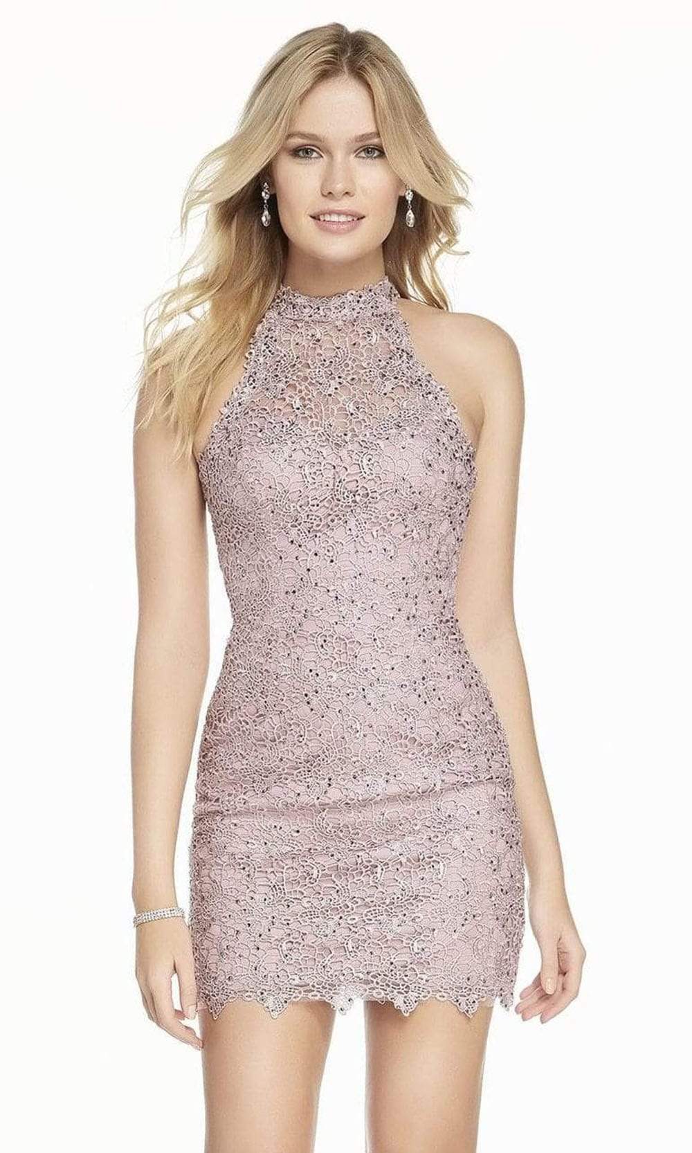 Alyce Paris - 4440 Halter Neck Cutout Racerback Lace Cocktail Dress ...