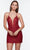 Alyce Paris 4513 - Plunging Glitter Cocktail Dress Homecoming Dresses 000 / Claret