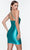 Alyce Paris 4520 - Asymmetric Satin Fitted Cocktail Dress In Blue