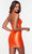 Alyce Paris 4520 - Asymmetric Satin Fitted Cocktail Dress In Orange